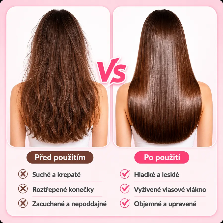 Srovnání vlasů před a po použití GlowBrush